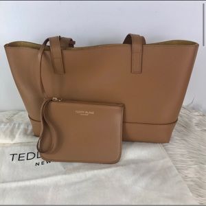 Teddy Blake Alice Vitello Media leather tote-Camel
